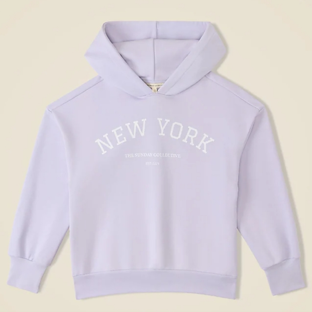 The Sunday Collective Kid's New York Weekend Hoodie Size 4Y Color Lilac NWT